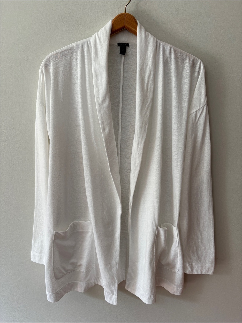 J Crew Slub Open Front Cardigan White Size Medium